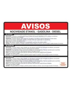 Placa Adesiva - Nocividade Etanol, Gasolina e Diesel
